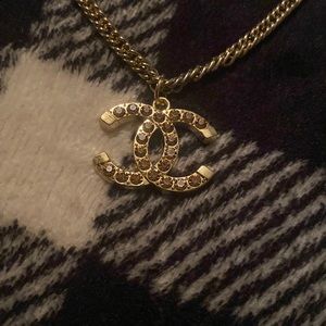 - Rare purple large studded Chanel charm on vintage necklace 20-22in